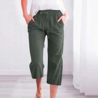 Elastic Drawstring Capri Pants