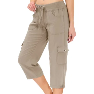 Drawstring Cargo Capri Pants